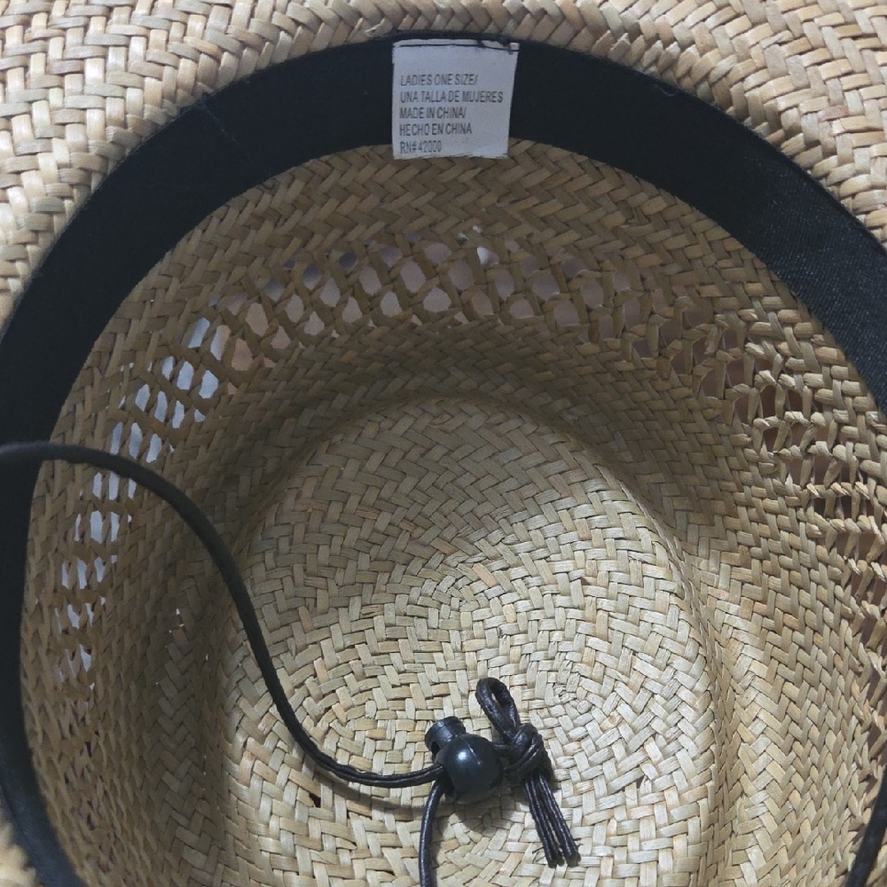 🔵3/$13 Stylish Straw Hat with Navy Band - Picture 3 of 7